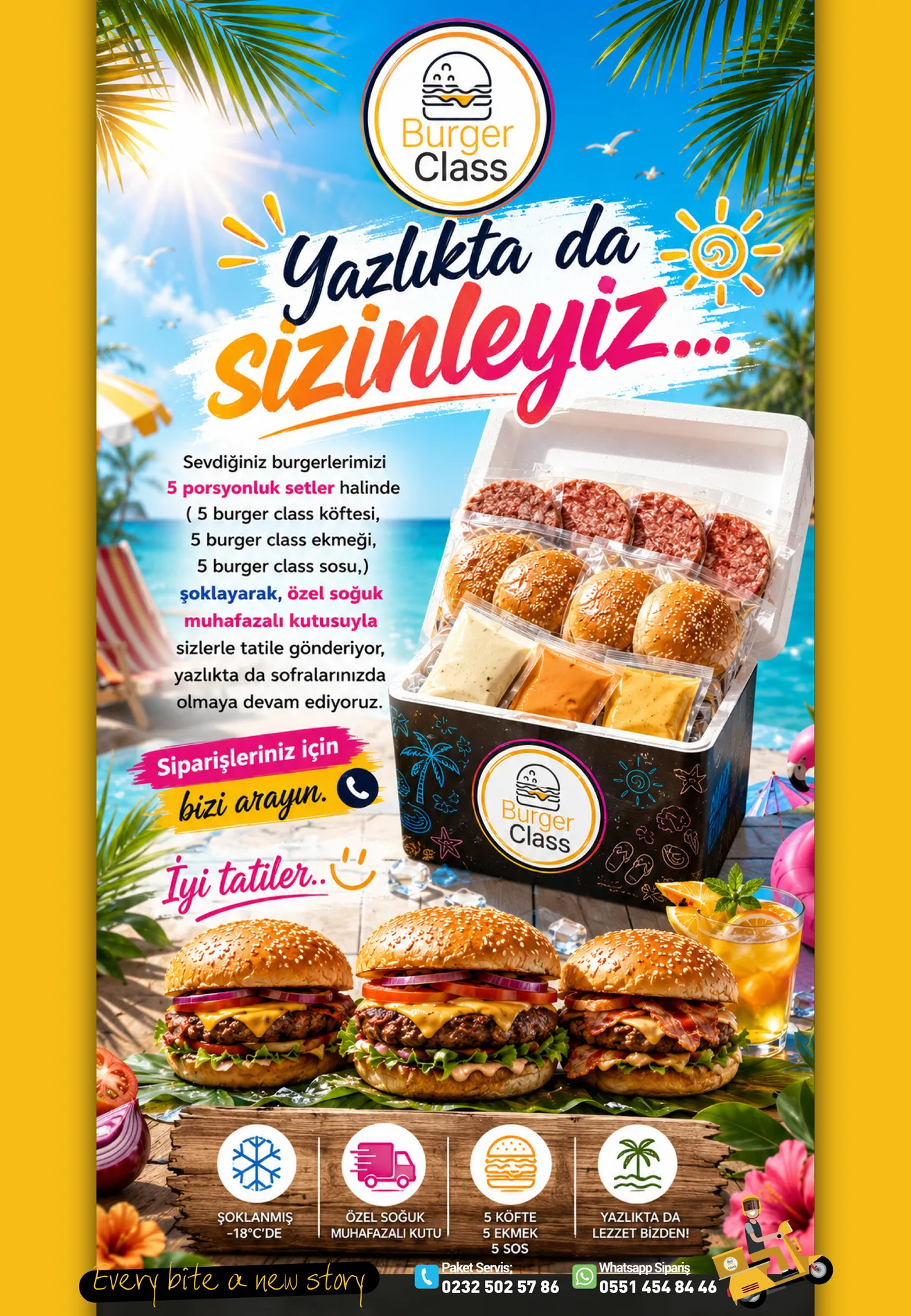 Burger Class yazlık dönem soğuk kutu kampanyası afişi