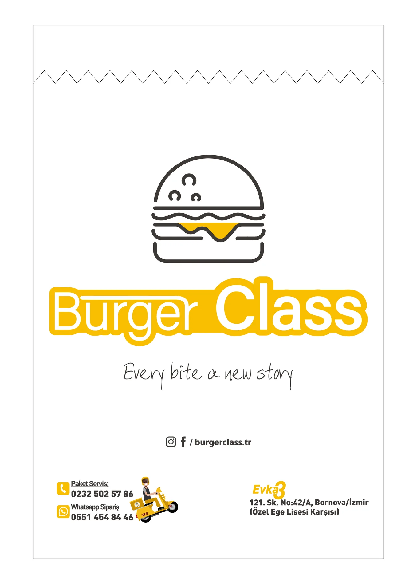 Burger Class ambalaj kese kağıdı tasarımı