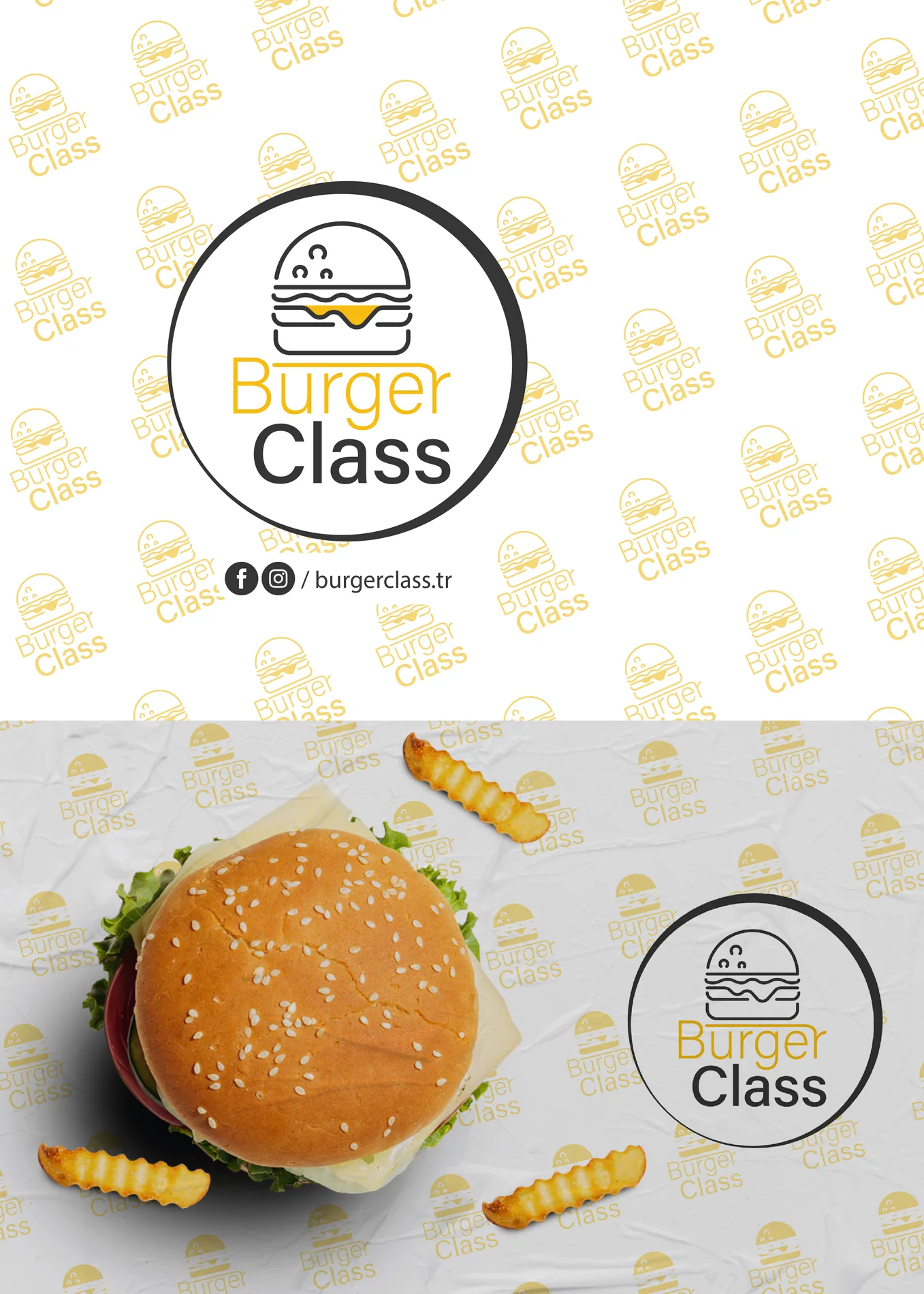 Burger Class tepsi kağıdı tasarımı ve gerçek uygulaması