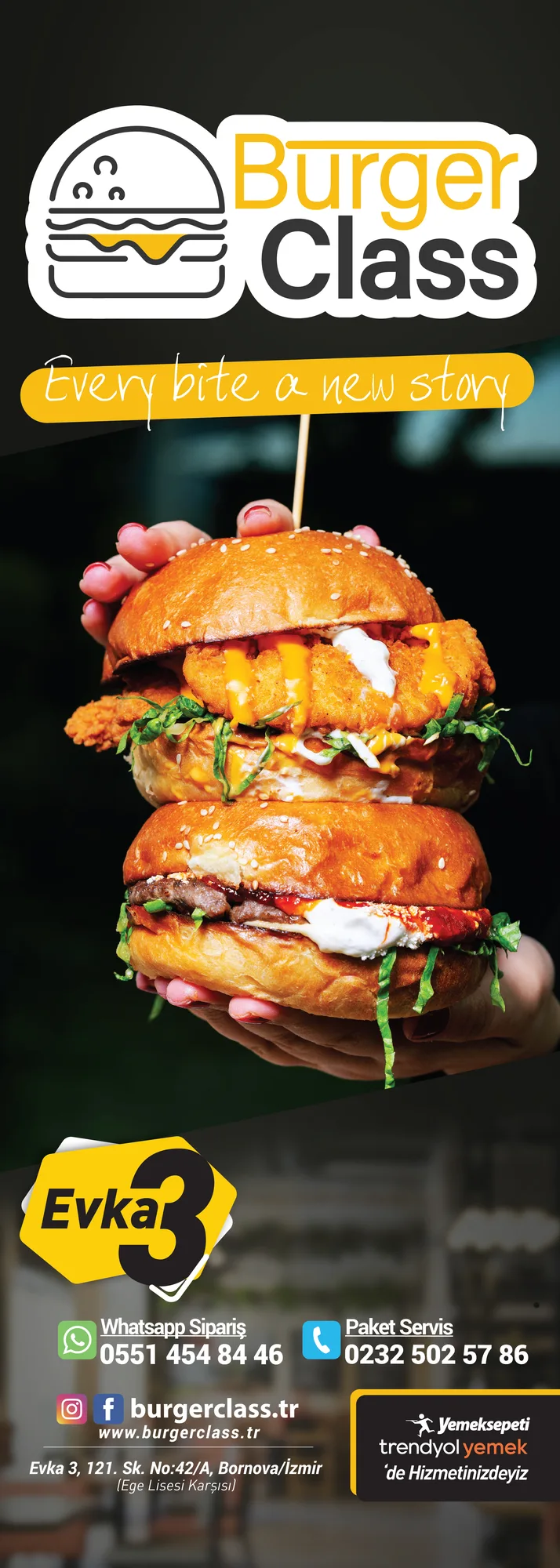 Burger Class flama/yelkenli banner tasarımı, varyant 2