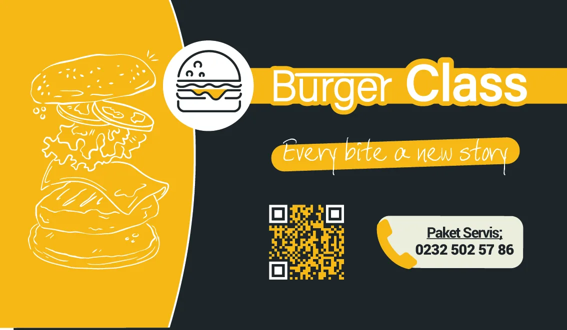 Burger Class logo ve kartvisit tasarımı, ön yüz