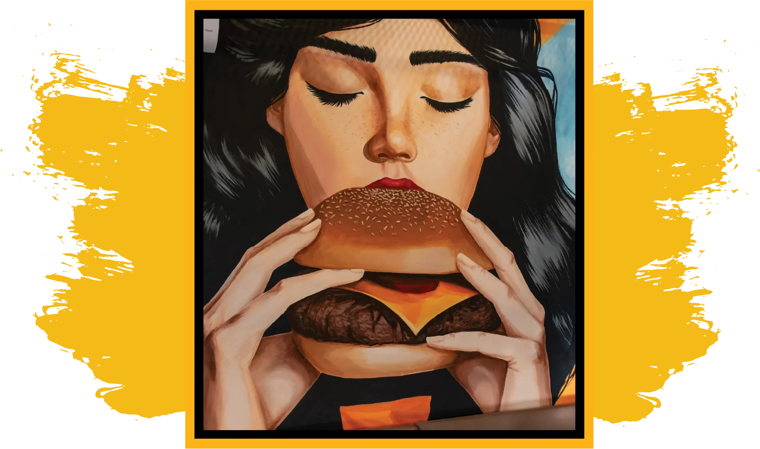 Burger Class mağaza içi duvar sanatı/mural görsel kimlik uygulaması