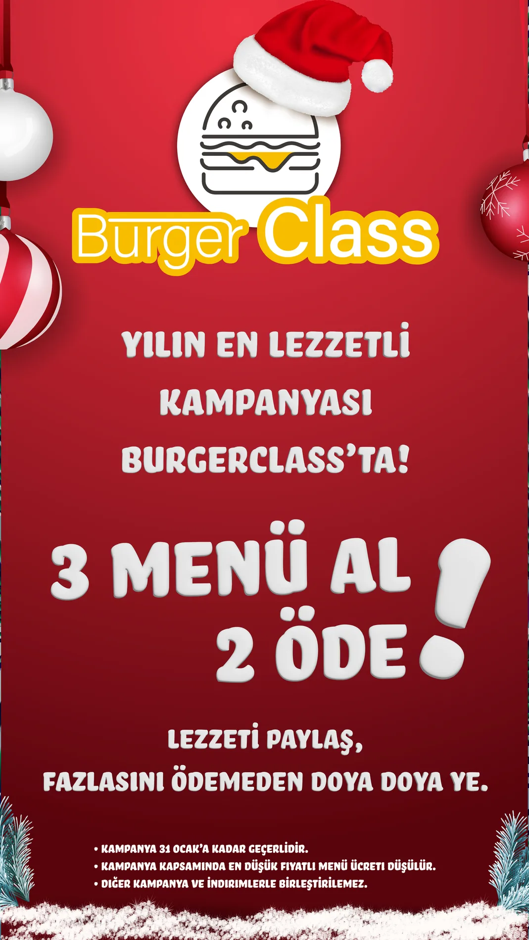 Burger Class yeni yıl kampanyası duyuru hikayesi