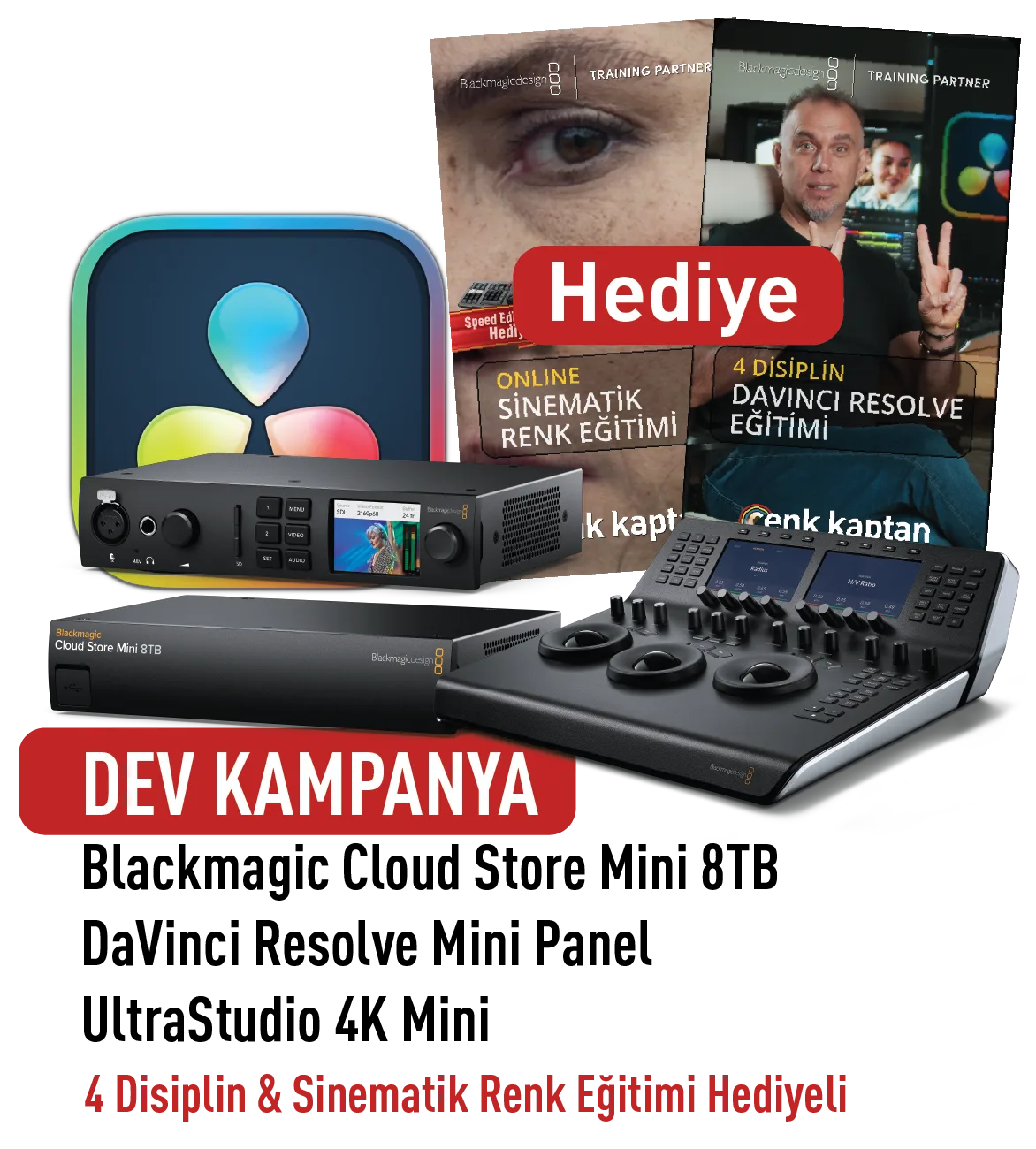 Cenk Kaptan Dev Kampanya eğitim hediyeli DaVinci Resolve ekipman duyurusu görseli