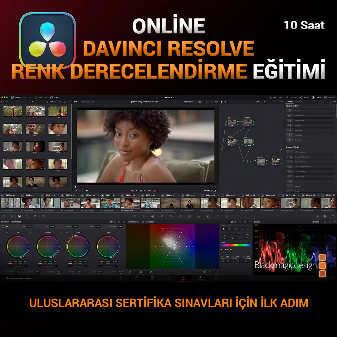 Cenk Kaptan Davinci Resolve Renk Derecelendirme eğitimi kare post görseli
