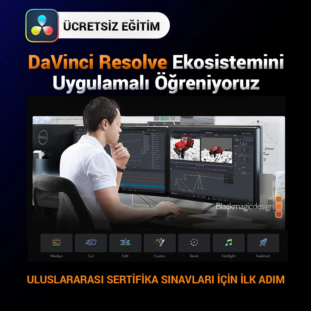 Cenk Kaptan ücretsiz Davinci Resolve ekosistem eğitimi kare post görseli