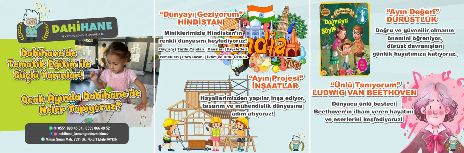 Dahihane aylık tematik eğitim içerikleri banner tasarımı