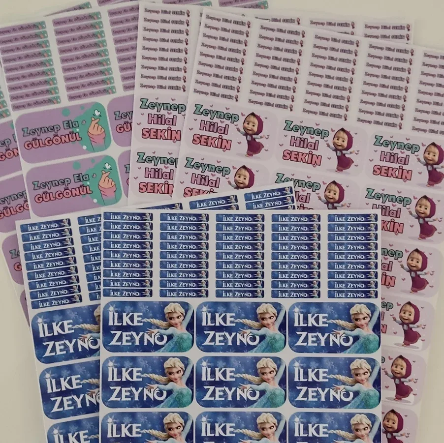 Kişiye özel isim sticker sayfası tasarımı 1