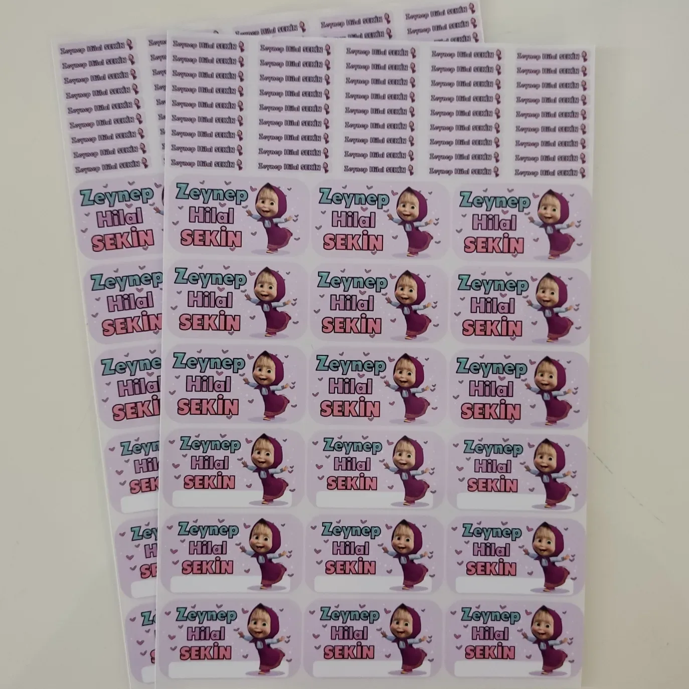 Kişiye özel isim sticker sayfası tasarımı 2