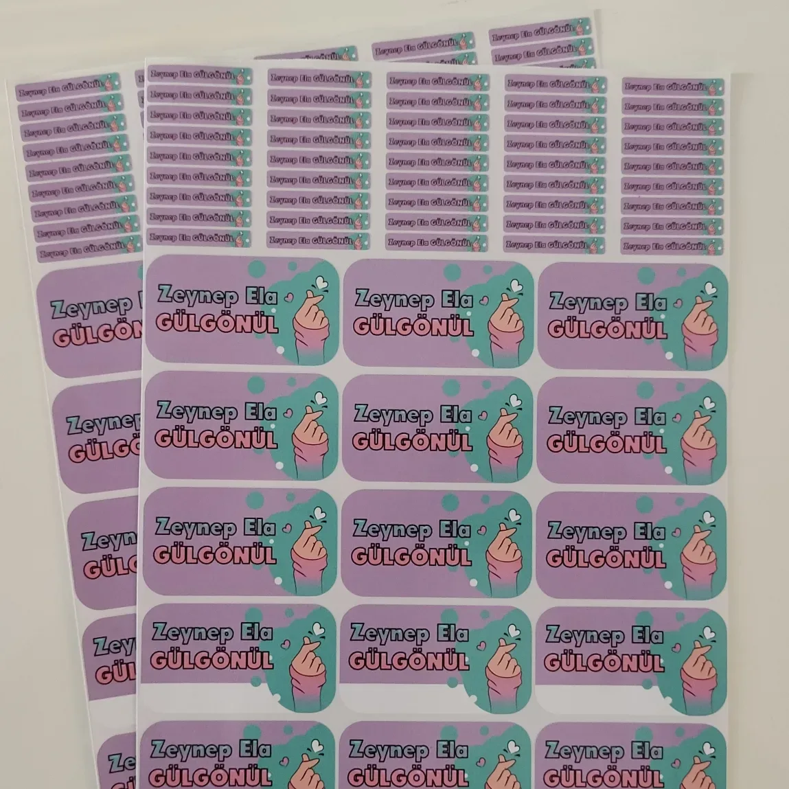 Kişiye özel isim sticker sayfası tasarımı 3